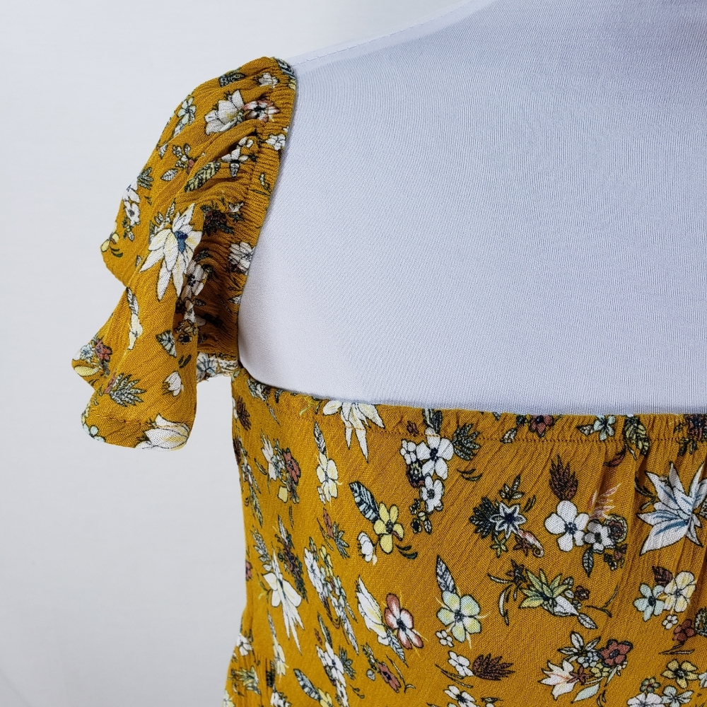 Mossimo Dress or Long Blouse Top Gold Flor… - Picture 7 of 14